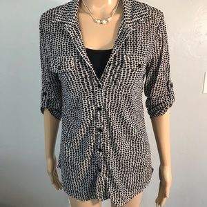 Eden & Olivia black/gray sheer top size small